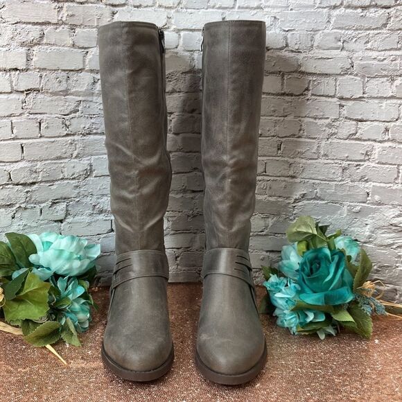 Journee Collection Meg Wide Calf Grey Tall Boots 8.5M-WC - Picture 3 of 13